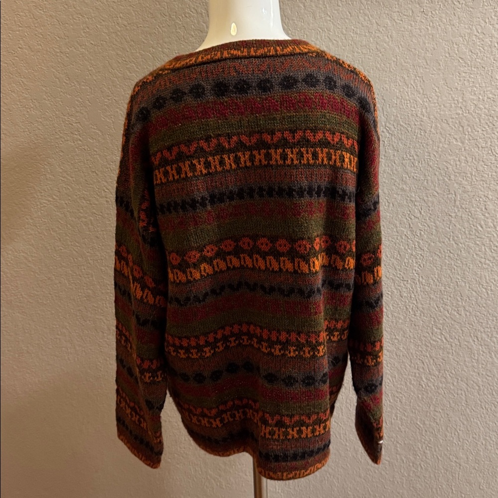 Multicolor Patterned Cardigan 70/30 Alpaca size Large - Picture 5 of 7